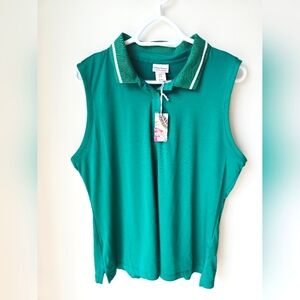 TOMMY BAHAMA ACTIVE Green Teal Sleeveless Polo Top Sport Golf Size XL